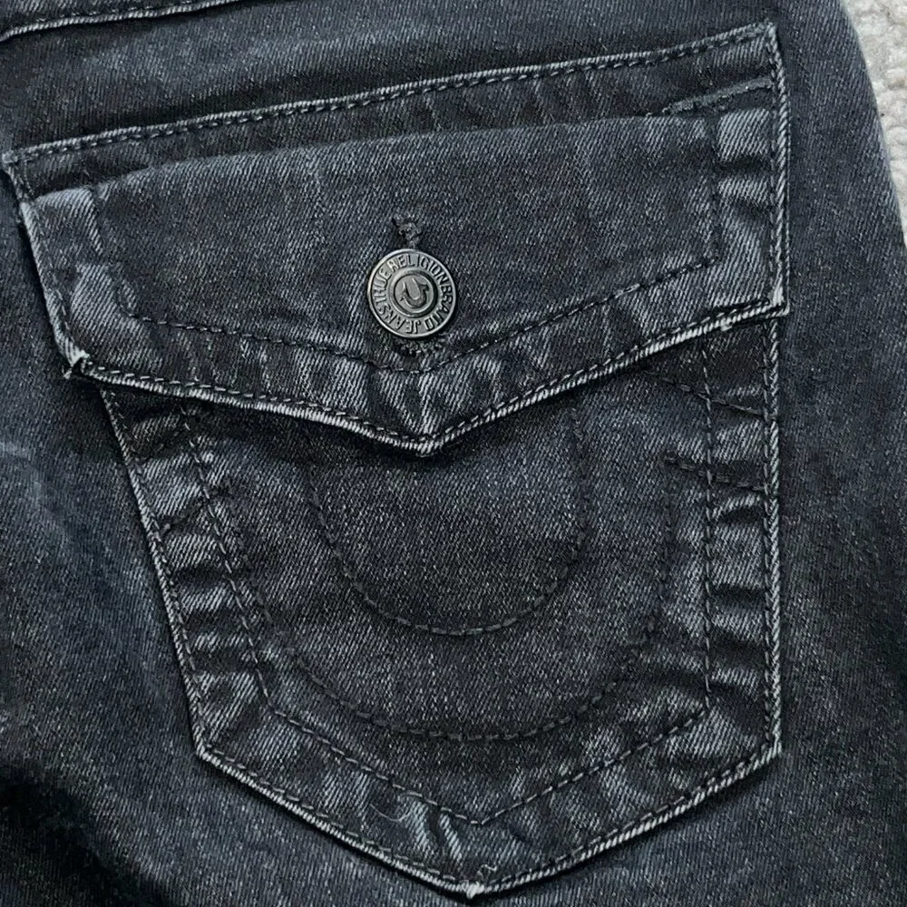 TRUE RELIGION RICKY FLAP - Relaxed Straight Black Denim Jeans - EUC - 28X31